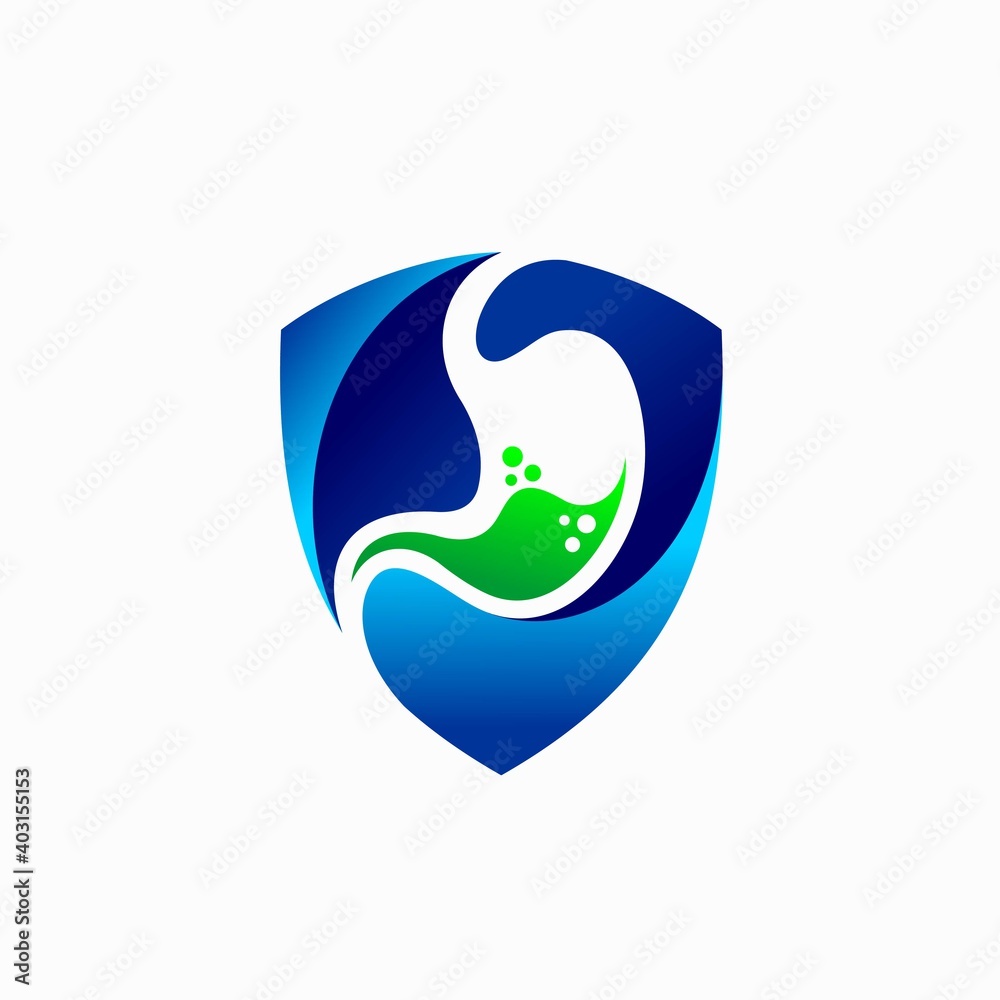 stomach icon with shield concept