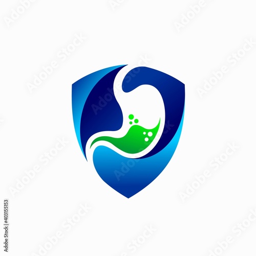 stomach icon with shield concept