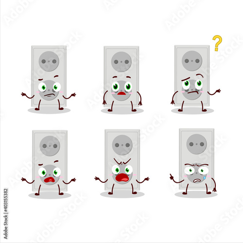 Cartoon character of double electric adapter with what expression