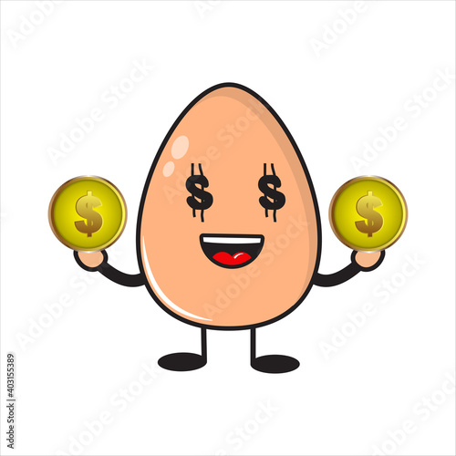 chicken egg mascot with dollars vector design eps 10
