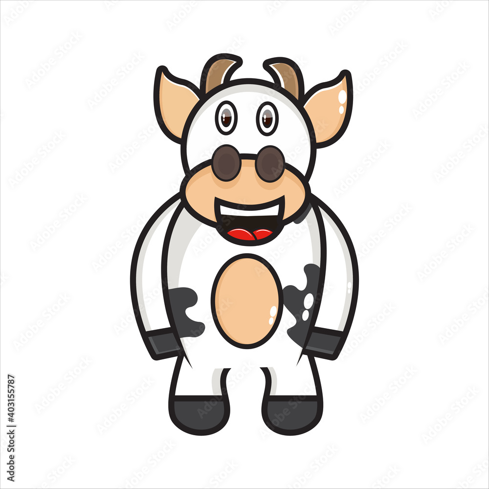 Fototapeta premium cute cow mascot illustration vector design eps 10 on white background