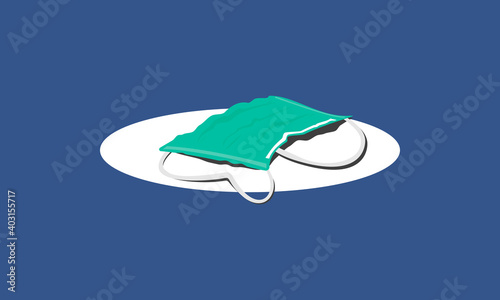 Graphic illustration of surgical mask high contrast shading. Flat design.