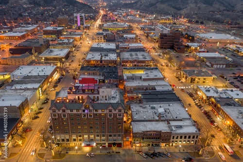 Aerial View of Christmas Lights in Rapid City, South Dakota at Dusk