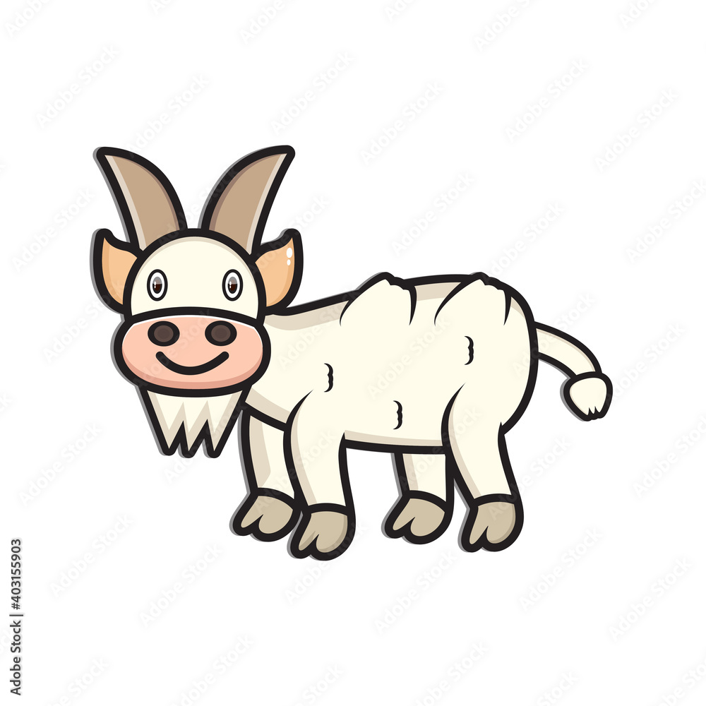 cute goat mascot on white background vector design eps 10 