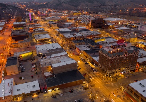 Photos Aerial View of Christmas Lights in Rapid City, South Dakota at Dusk