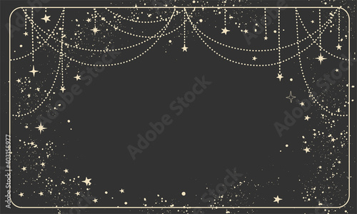 Fotografie, Obraz Black magic background with stars and space decor with copy space