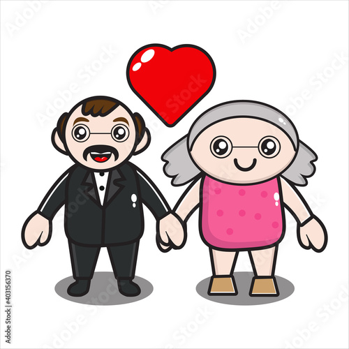 mascot of parents couple on valentine's day vector design eps 10