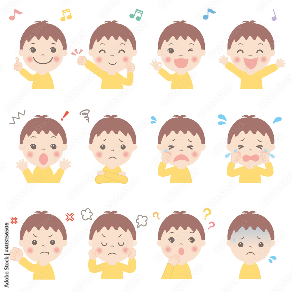 子供の表情いろいろ 上半身(男の子)04 子供の表情いろいろ 上半身(男の子)04