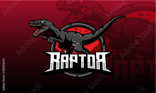 Velociraptor mascot vector. Raptor esport logo
