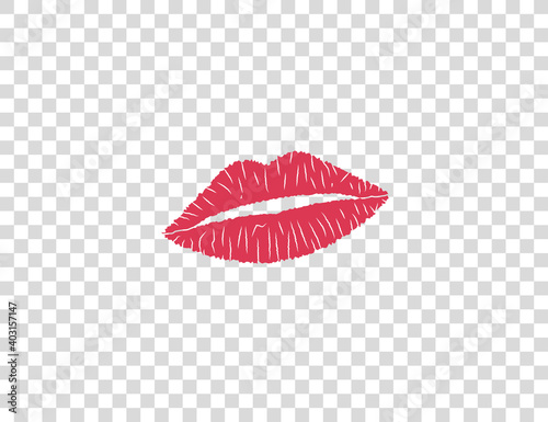 Human lips, senses icon, red. Vector illustration.