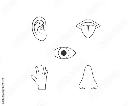 Human senses icon. Vector illustration, flat design.