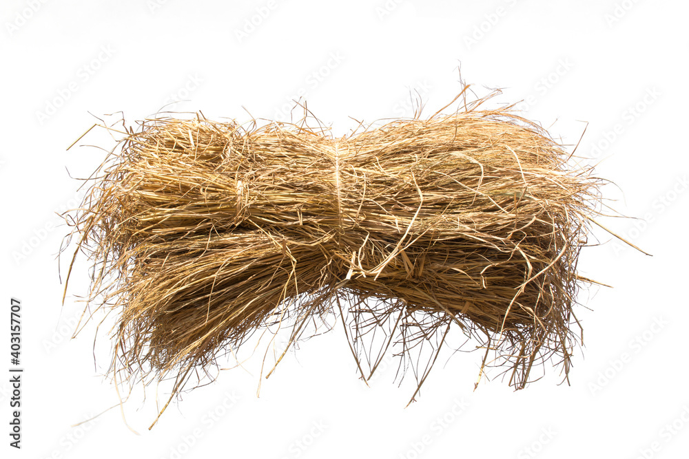 Straw heap isolated on white background.