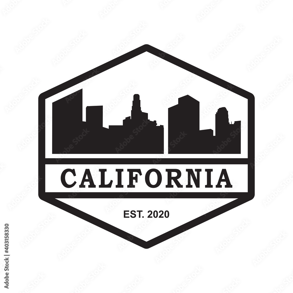california skyline silhouette vector logo