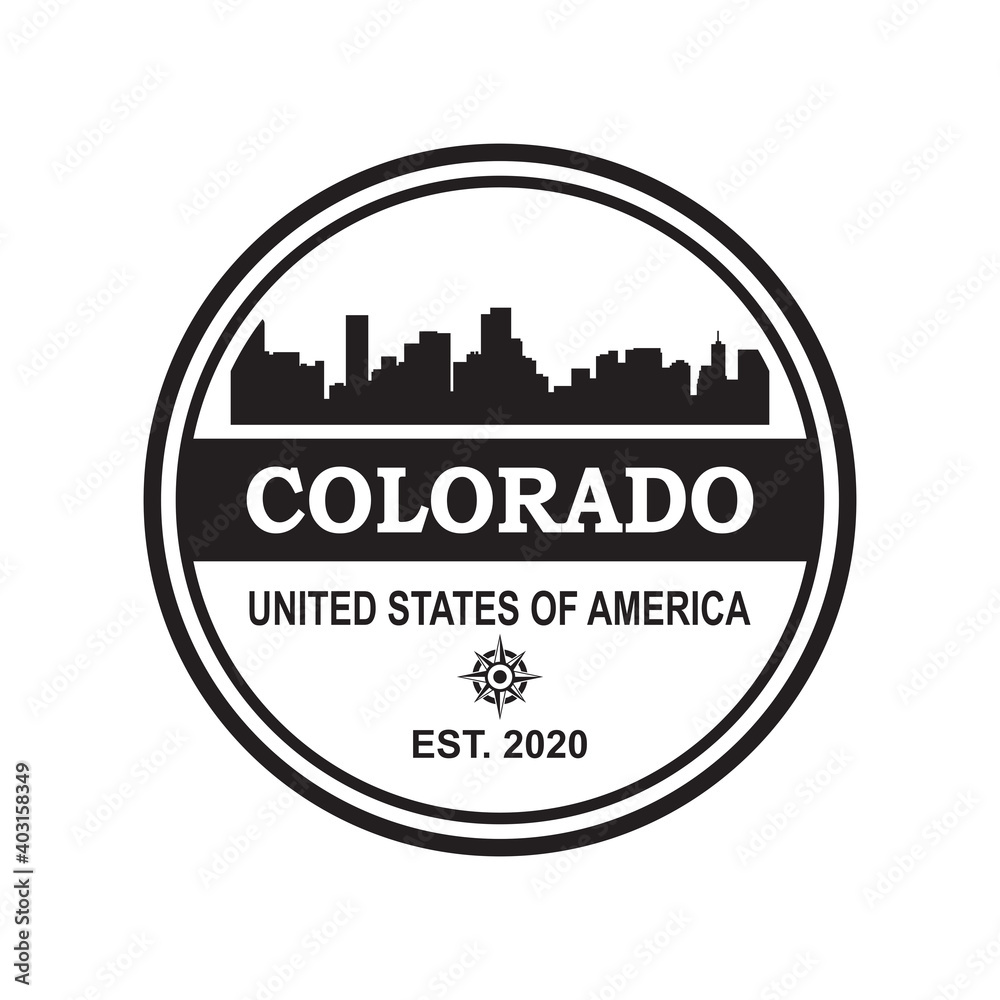 colorado skyline silhouette vector logo