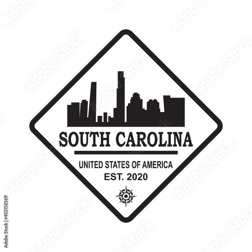 south carolina skyline silhouette vector logo