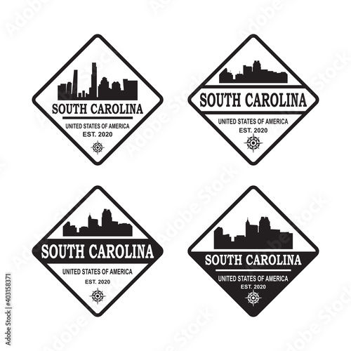 south carolina skyline silhouette vector logo