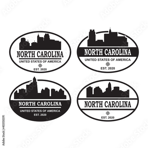 north carolina skyline silhouette vector logo