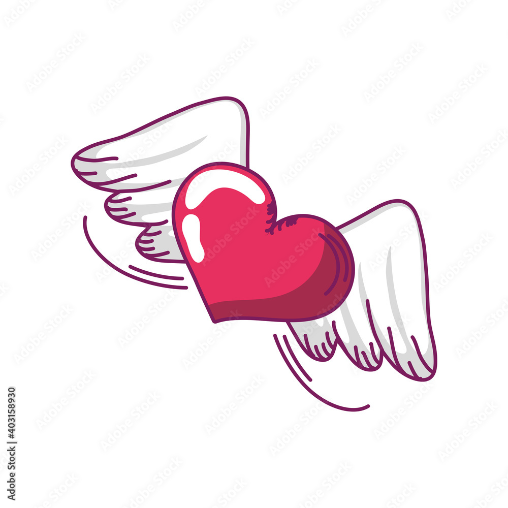 happy valentines day winged heart love romantic hand drawn style happy valentines day winged heart love romantic hand drawn style