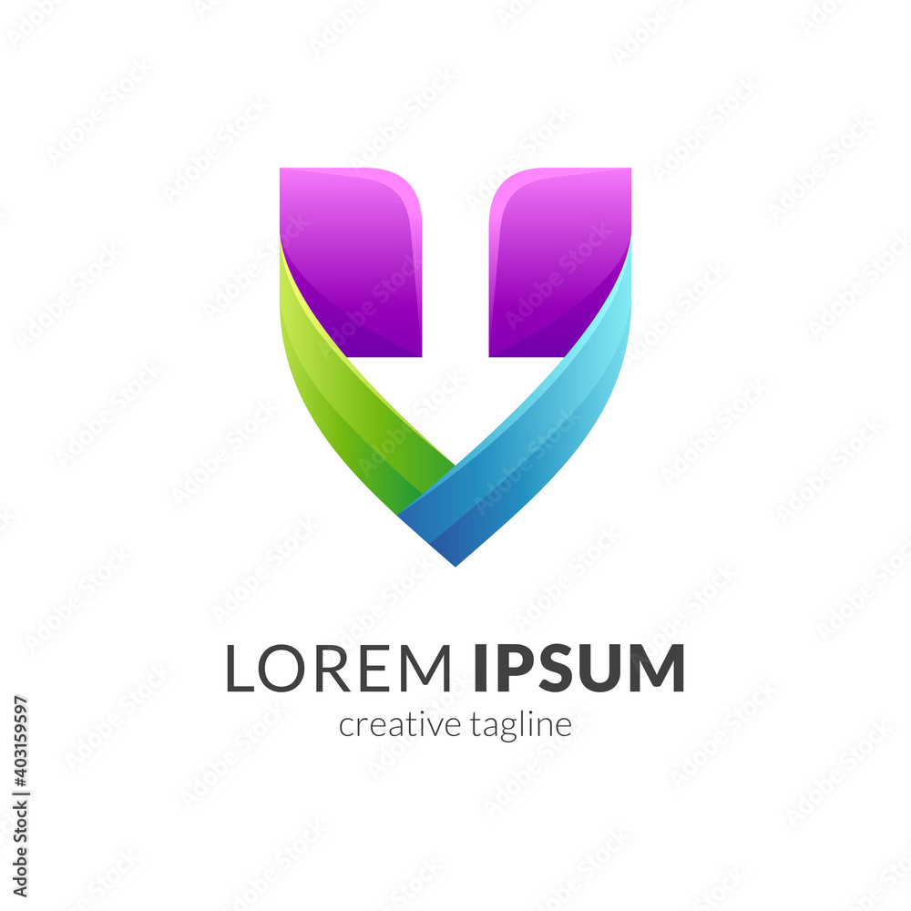 Letter V arrow business logo template with 3d concept Letter V arrow business logo template with 3d concept