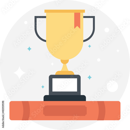 Vector icon for prize, trophy, award, winning cup and champion 