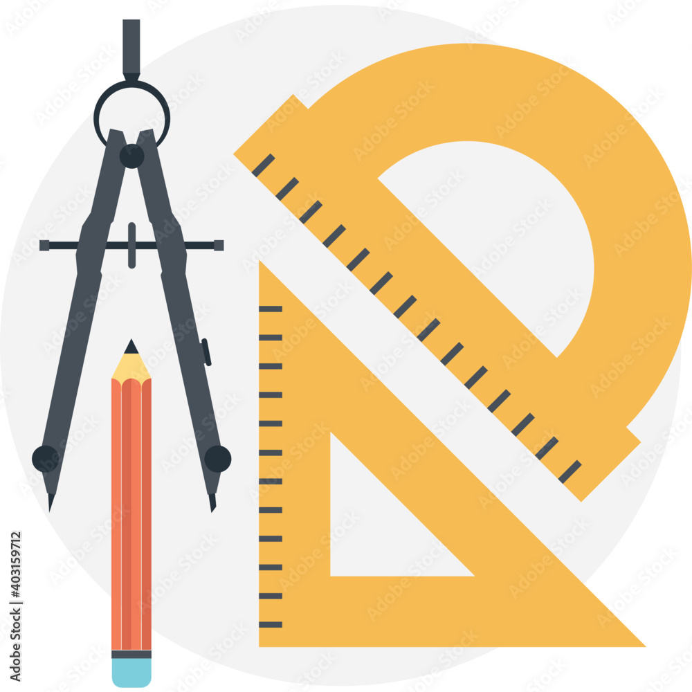Geometrical tools flat icon, mathematical education Geometrical tools flat icon, mathematical education