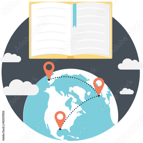 Worldwide distant learning flat design icon