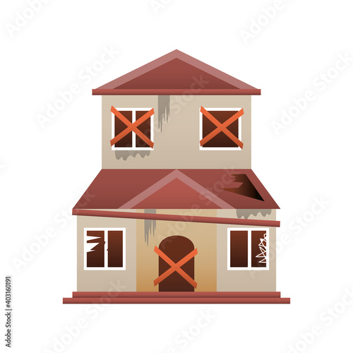 home remodeling, old ruined house ready to remodel icon design vector