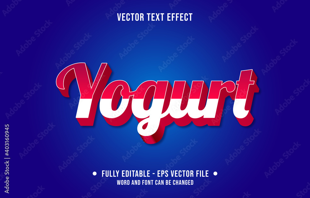 Editable text effect - yogurt red and white modern style