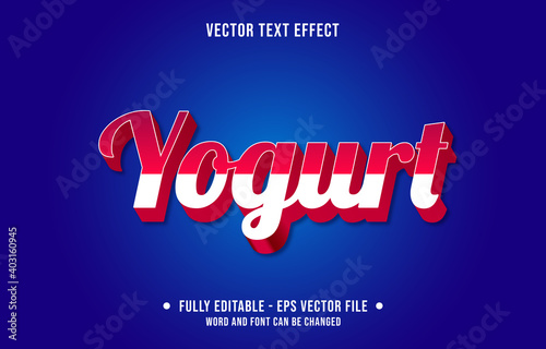 Editable text effect - yogurt red and white modern style