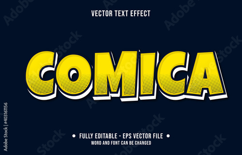 Editable text effect - comica pop art yellow modern style