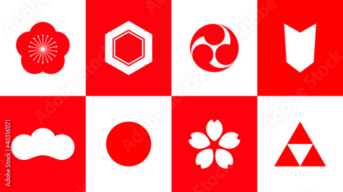 紅白 日本の文様セット