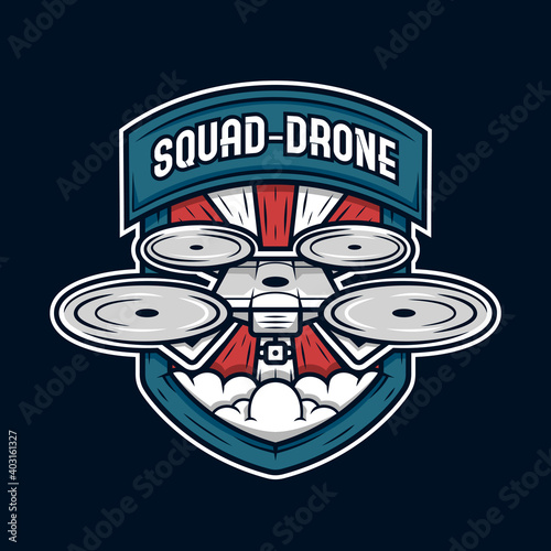 Logo badge for drone community vector illustration full editable
