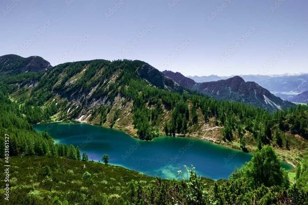 glittering water from a wonderful blue mountain lake