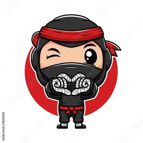 Funny little ninja Vector illustration in a cartoon style. Isolated on white background.