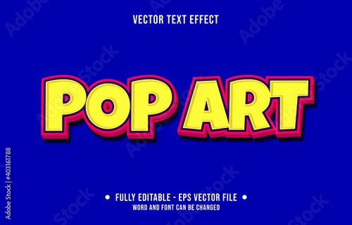 Editable text effect - popart yellow and red color modern style