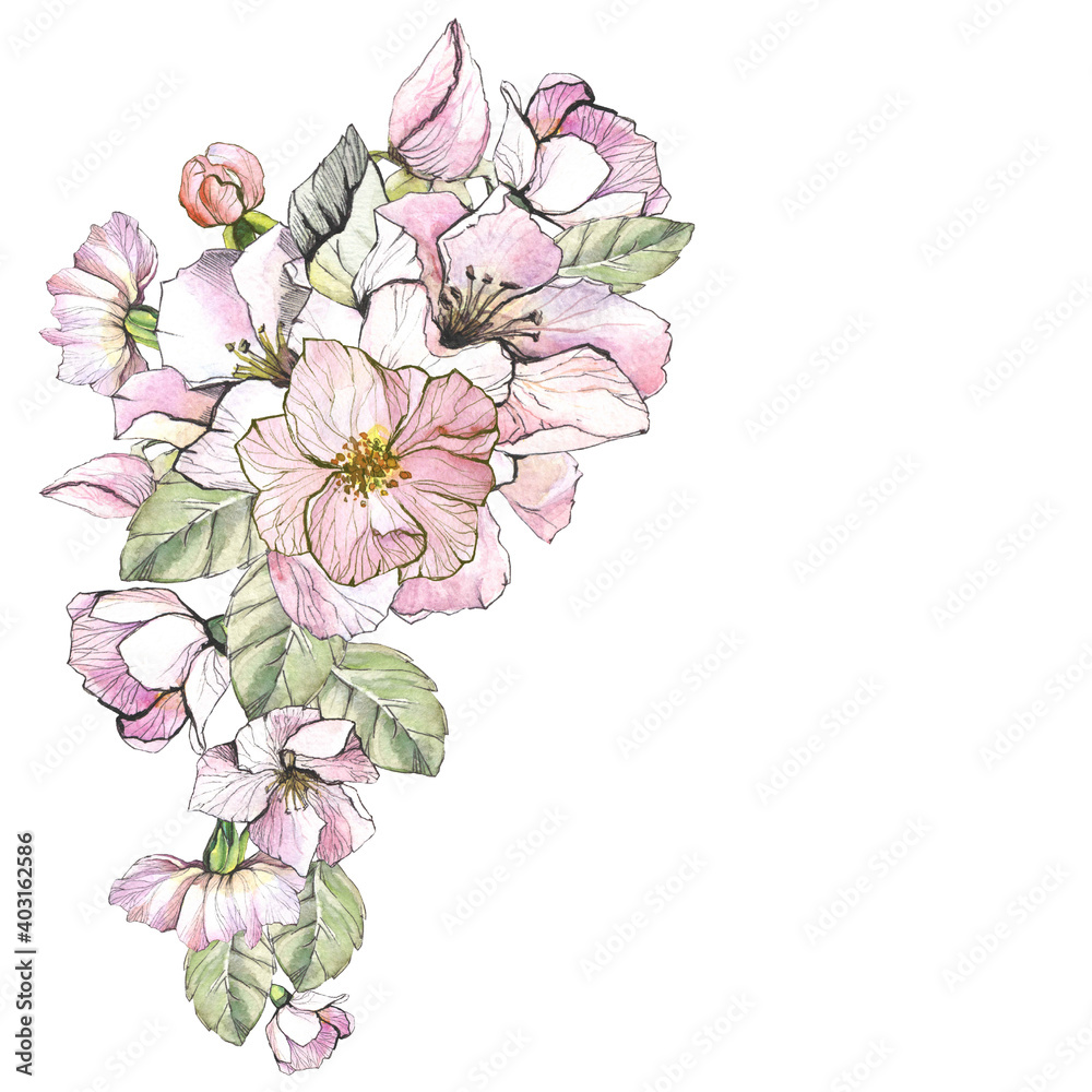custom made wallpaper toronto digitalwatercolor flowers branch