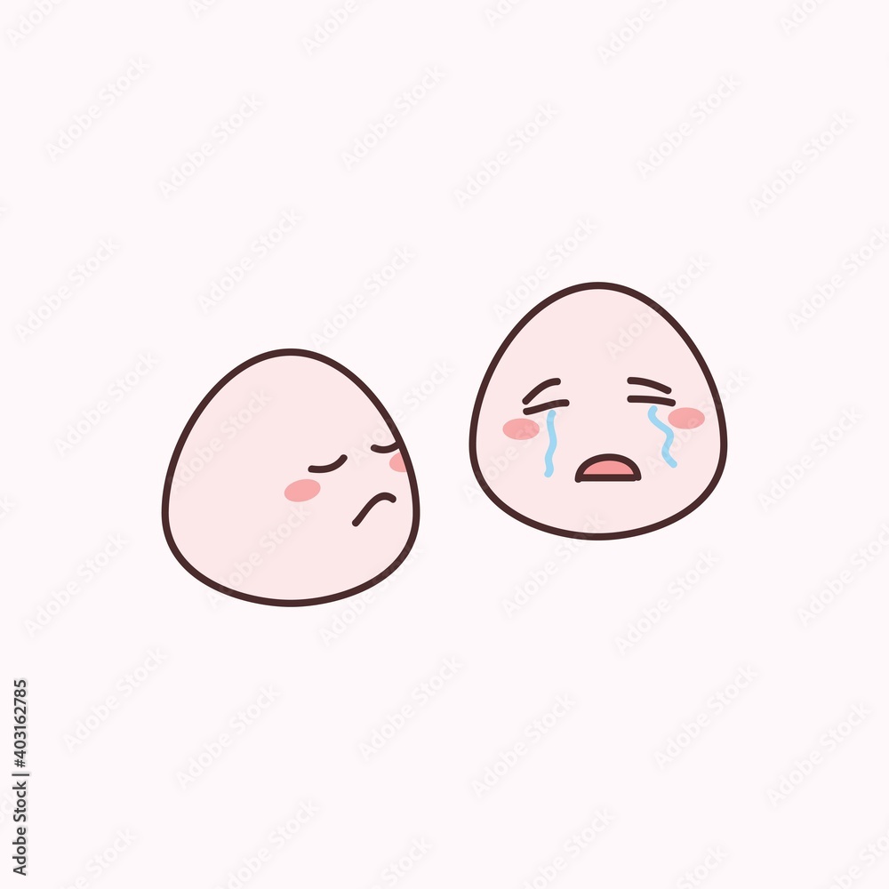 Cute Pink Emoticons with Various Facial Expressions