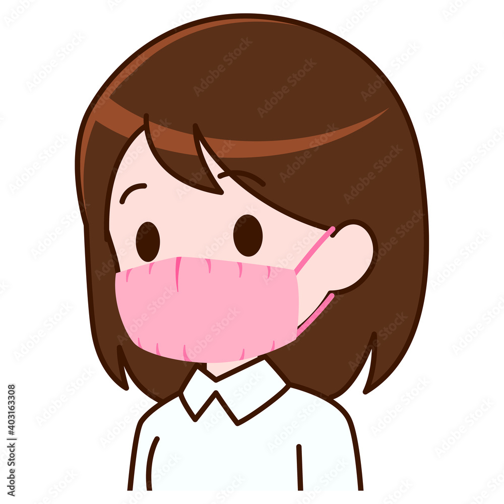 布マスクをした女性 イラスト 布マスクをした女性 イラスト