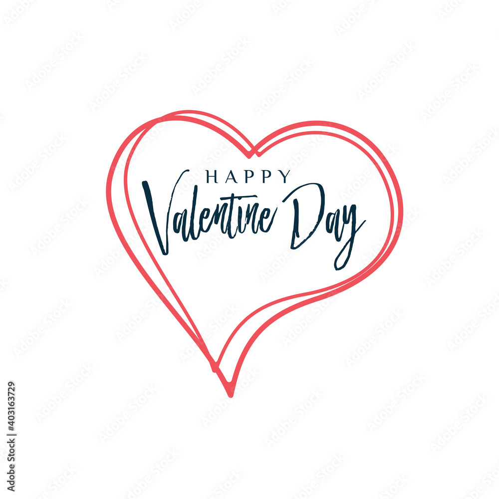 Happy Valentines Day typography poster with handwritten calligraphy text, isolated on white background. Vector Illustration