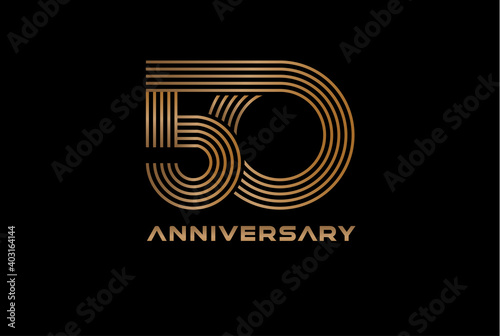 Abstract Number 50 Gold Logo, Number 50 monogram line style can be used for birthday and business logo templates, flat design logo, vector illustration 