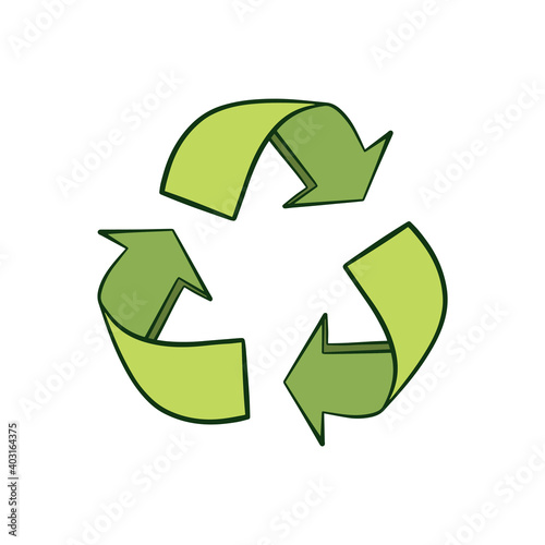 Recycle icon on white background. vector illustration
