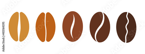 Coffee bean icon set isolate on white background.