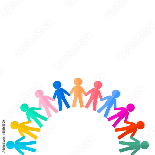People chain isolate on white background.