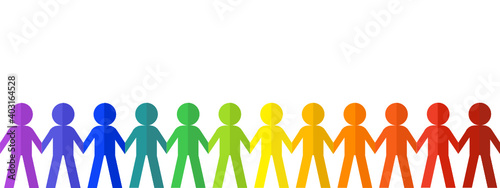 People chain isolate on white background.
