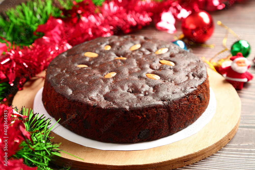 Homemade oven fresh  plum cake with traditional recipe- festival backgrounds.