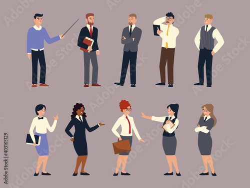 business team, group of people dressed in suit, business men and women