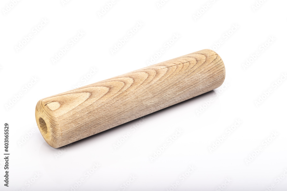 wooden rolling pin on white background wooden rolling pin on white background