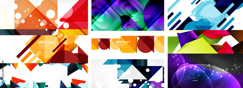 Set of geometric minimalist abstract backgrounds. Vector illustration for covers, banners, flyers and posters and other designs