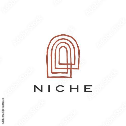 boho niche door french curve logo vector icon illustration