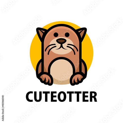 cute otter cartoon logo vector icon illustration
